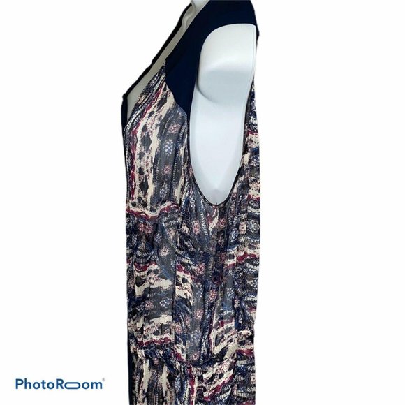 Vince Camuto Blue Tribal Abstract Print Sheer Maxi - Picture 8 of 9